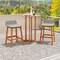 Acacia Wood Bar Stool Set – 2 Stools with Backrests and Footrests
